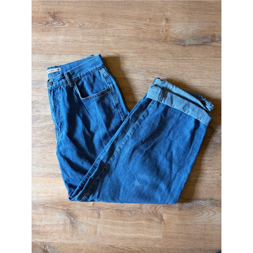 Scout Mid Rise Barrel Leg Jeans in Medium Blue Wash Euro Denim